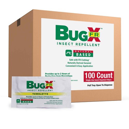 CoreTex Bug X FR DEET-Free Insect Repellent Wipes - Pack of 100 Single-Use, Naturally Derived Geranium Oil Bug Wipes - Protects Against Mosquitoes - Travel Size Mosquito Repellent Towelettes