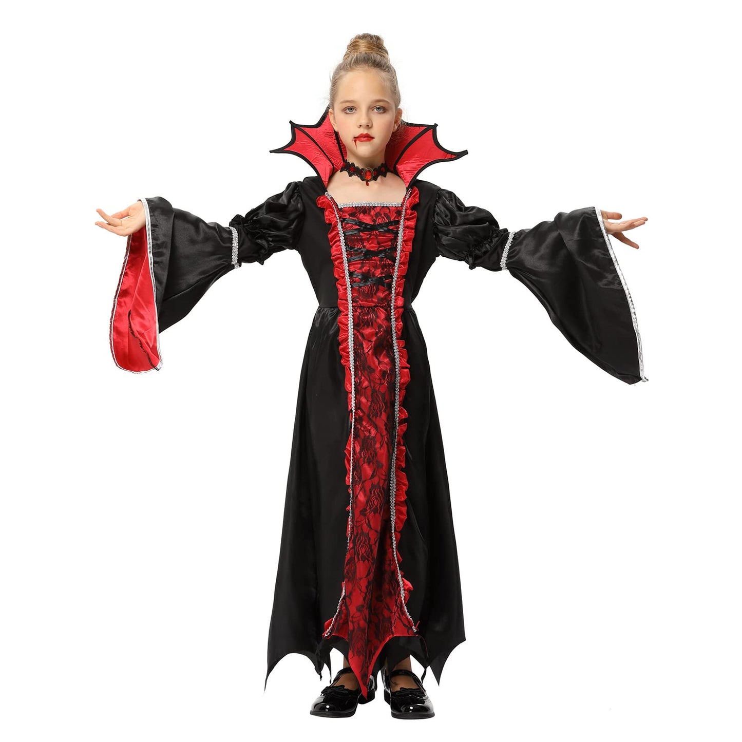 FunsLane Halloween Royal Vampire Costume Set for Girls Role Play Party, Vampiress Queen Dress Up Toys