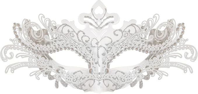 Seglorwy Womens Masquerade Mask Metal Rhinestone Venetian Halloween Christmas Evening Prom Ball Party Mask