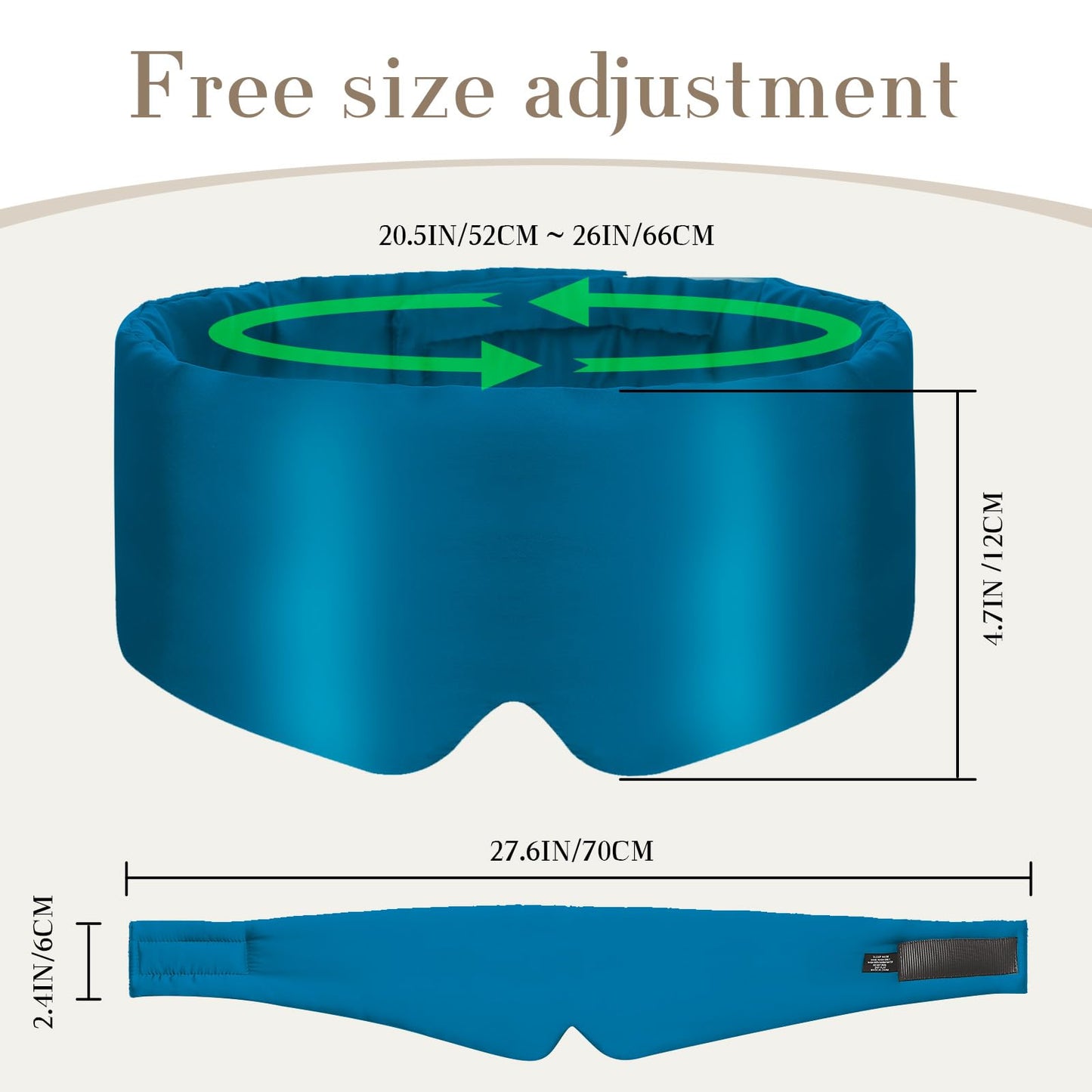SECZIPE 100% Mulberry Silk Sleep Mask Eye Mask for Women Man with Adjustable Band, for Side Sleeper Blackout Sleep Mask for Travel Rest and Office Large Size (Blue)