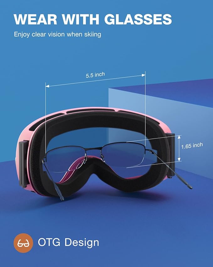 ZIONOR X Ski Goggles - OTG Snowboard Goggles Detachable Lens for Men Women Adult