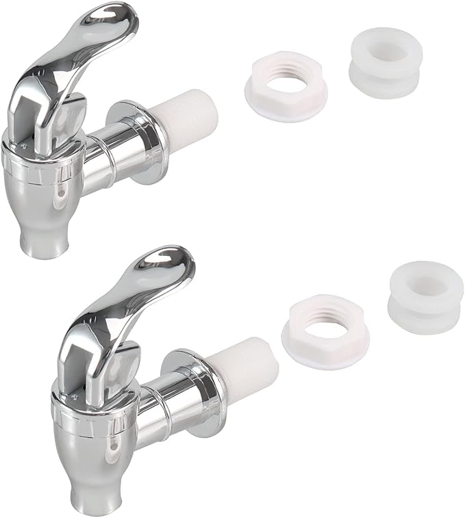16mm Beverage Dispenser Replacement Spigot Silver Push Style faucet for Beverage Dispenser Carafe Plastic Pour Spout Set I...