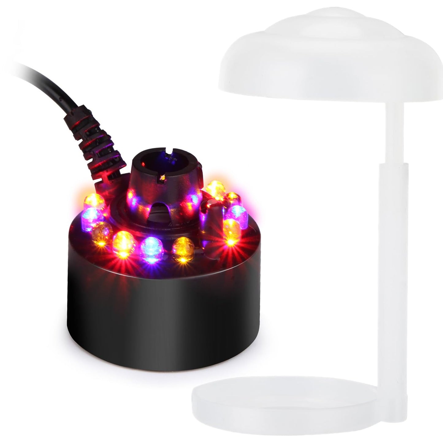 AGPTEK 12 LED Mist Maker Water Fountain Pond Fog Atomizer Air Humidifier, Ideal For Indoor or Outdoor Fountains, Water Feature Use.