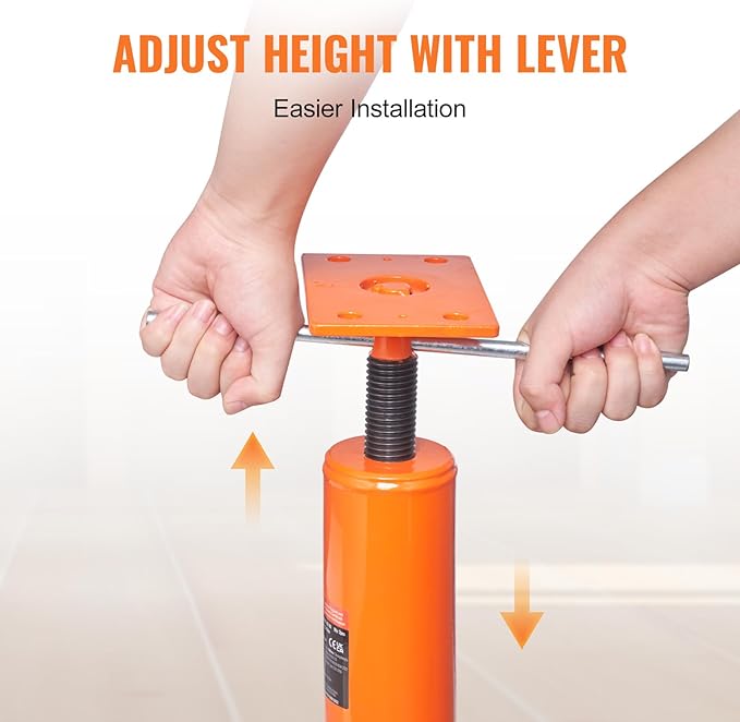 VEVOR House Floor Jacks, 2 Pack, 12"-16" Height Range, 9700 lbs Max Load Capacity Per Unit, Adjustable Support Beam Basement Jack Post Pole for Leveling, Steel Telescoping Jack for Temporary Support