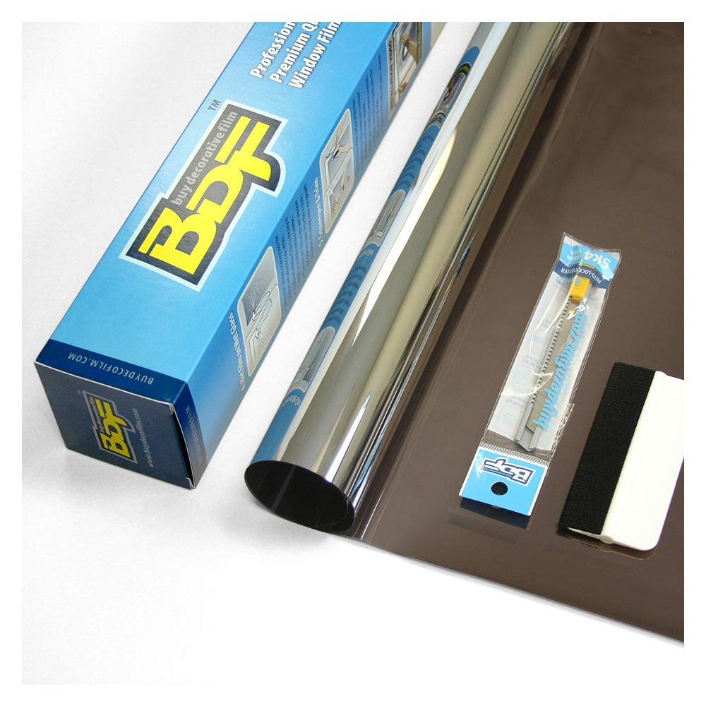 BDF PRBR Window Film Premium Color High Heat Control and Daytime Privacy Bronze Outside, Silver Inside - 36in X 7ft