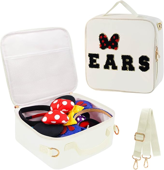Chenille Letter Bow Mouse Ears Travel Case, Park Ears Headband Holder Hair Accessories Organizer Bag for Girls Women Kids ...