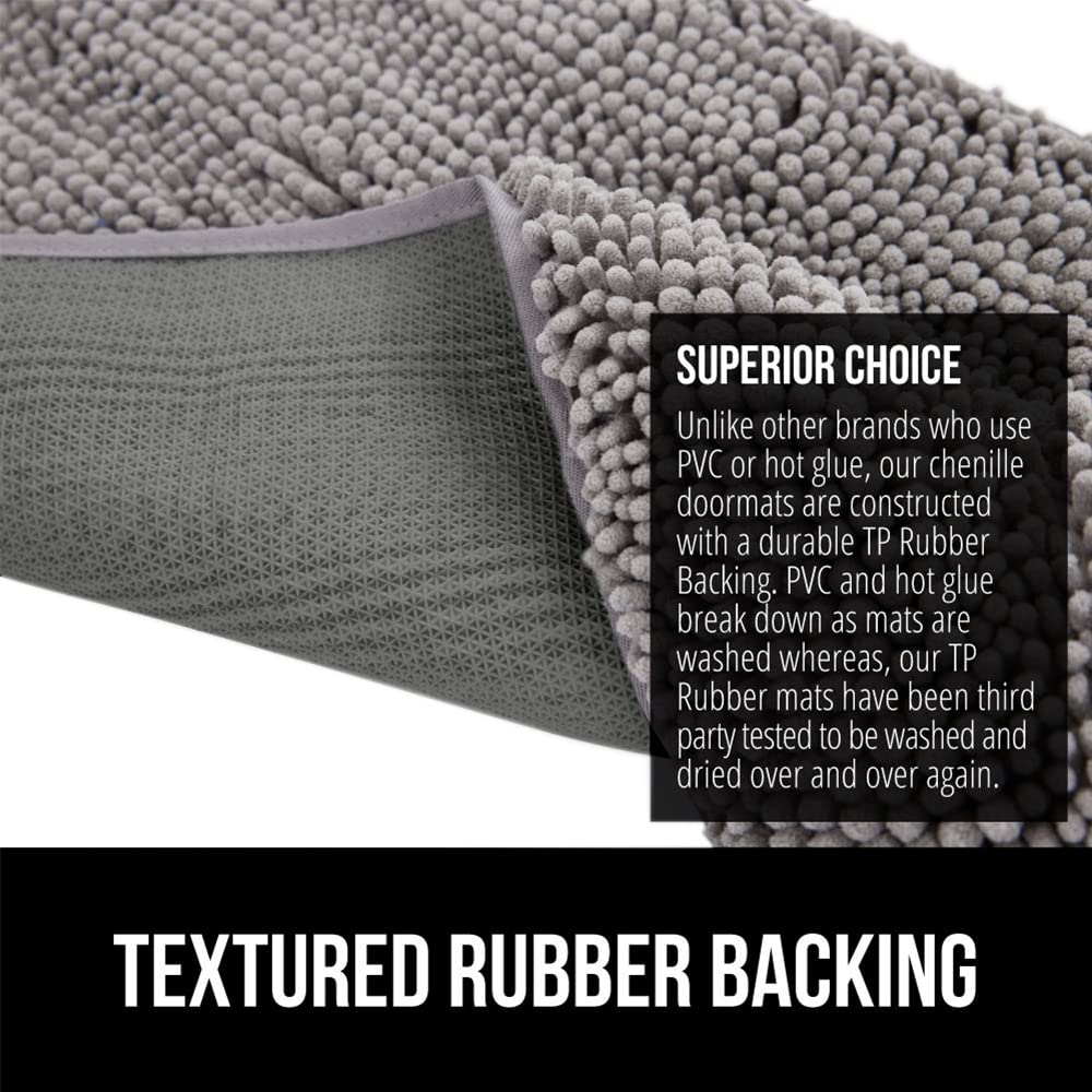 GORILLA GRIP Dog Doormat, Absorbent Doormats for Muddy Dogs Paws, Machine Washable Soakstopper Rugs, Cleaner Floors, US Designed Pet Bed Door Mat, Indoor Entrance Pets Rug, Mats 24x17 Gray