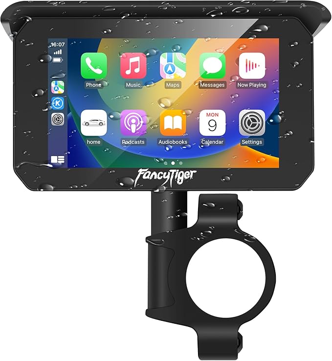 FancyTiger Motorcycle Carplay & Motorcycle Android Auto, 5 Inch IPS Motorbike GPS Touch Screen, Motorbike GPS Navigation S...