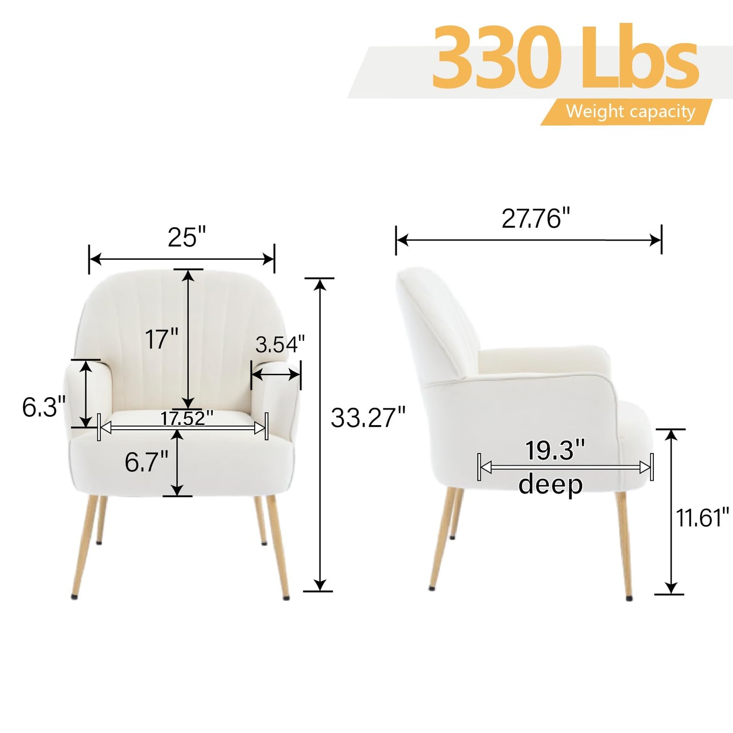 E-Motie Velvet Accent Chair, Modern Upholstered Living Room Chairs, Luxury Single Sofa Armchair with Metal Legs, Comfy Barrel Chairs for Living Room, Bedroom, Waiting Room, Office and Cafe, Beige