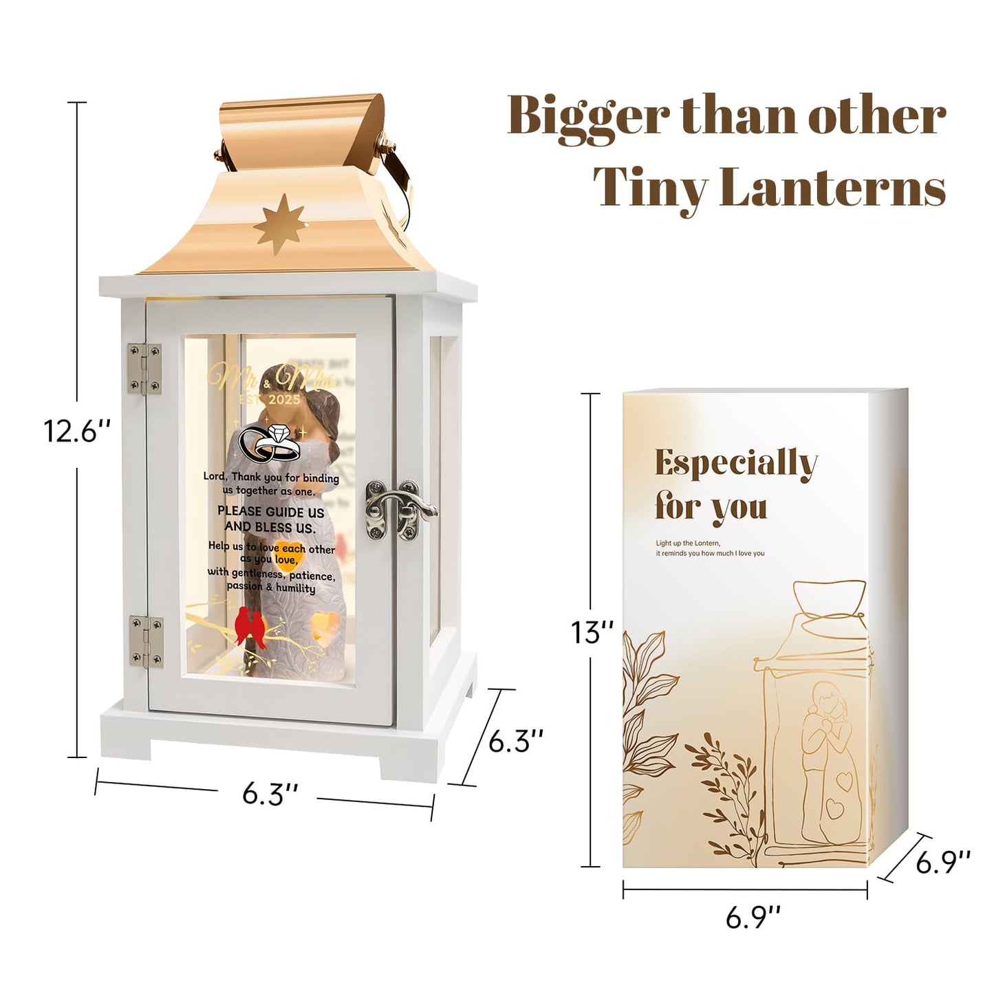 Wedding Gifts for Couples, Mr and Mrs Gifts, Mr & Mrs Est. 2025 Figurine Lantern, Unique Wedding Gifts for Newlyweds - Bridal Shower Gifts for Bride,