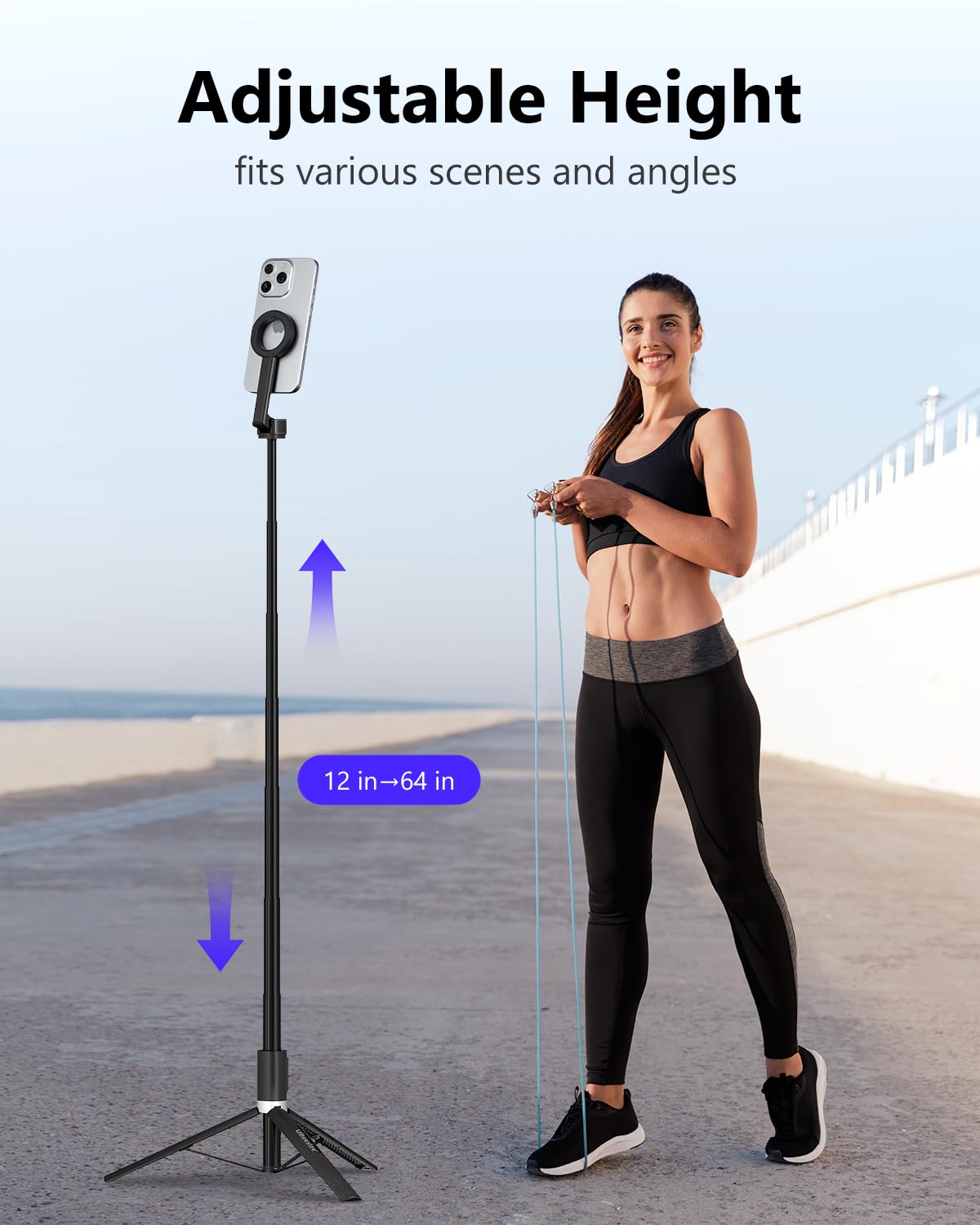 Ubeesize Magnetic Tripod For Iphone With Remote, 64 Extendable Phone Stand For Video Recording/Vlogging, N52 Strong Holder For I