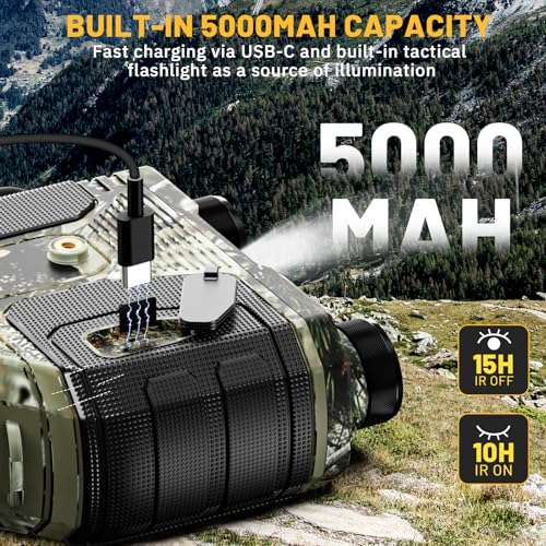 WOSPORTS 4K Night Vision Goggles with 36MP Photo, 1300FT Range, Built-in Flashlight & Compass, 5000mAh Battery, Supports 2...