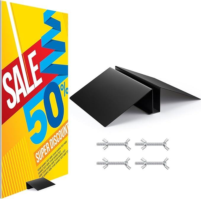 Blulu 1 Pcs Metal Floor Sign Stand Holder M Mount Holder Graphic Floor Standing Display Stand for Composite Foam Board, Ac...