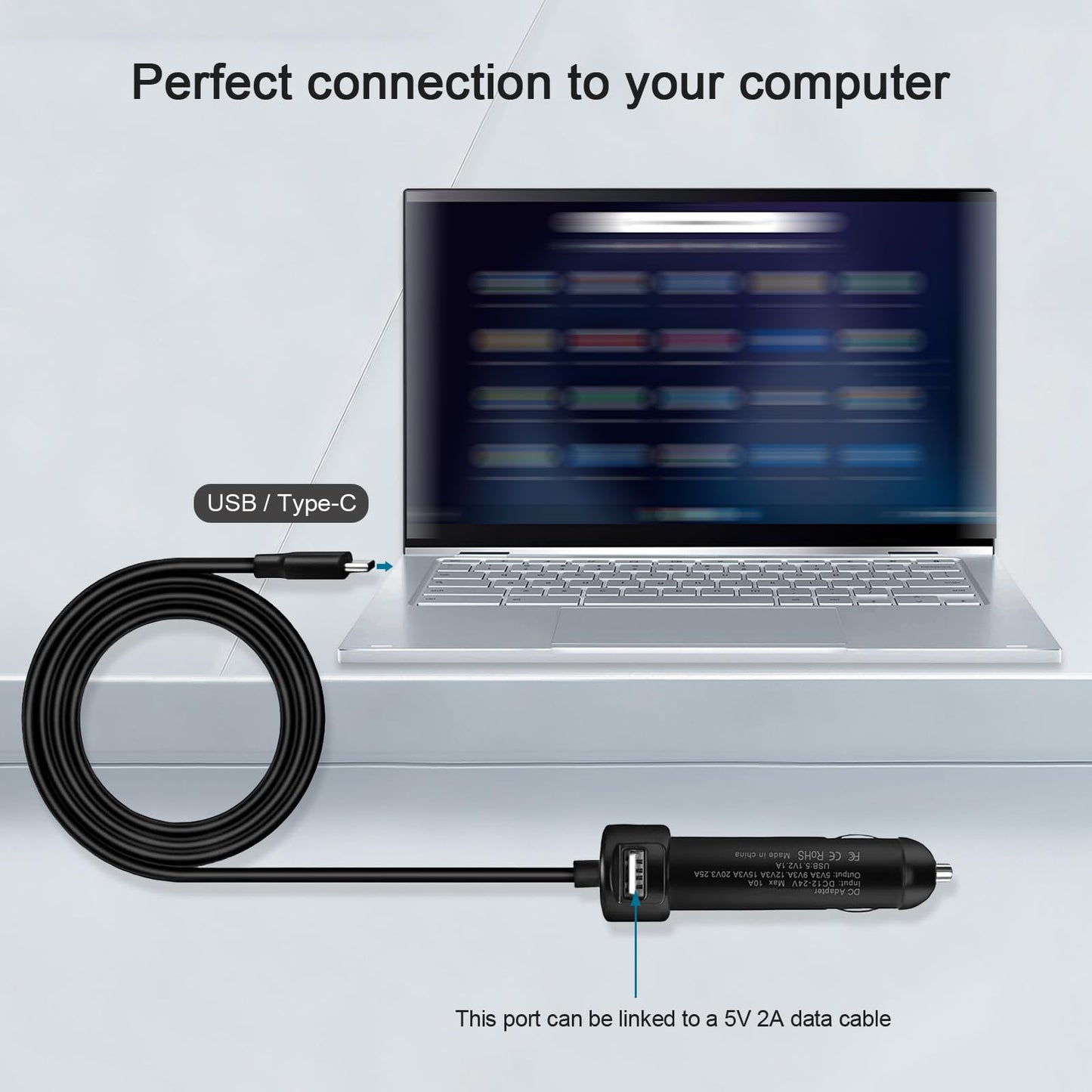Juyoon 65W Usb-C Dc Travel Adapter Auto Car Charger Compatible With Dell Latitude 5550 5450 5350 9450 7650 7640 7450 7350 Inspir