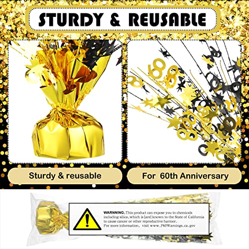 3 Pcs Happy 60th Birthday Table Decorations 60th Birthday Centerpieces for Table Metallic Gold Gleam 60th Wedding Annivers...