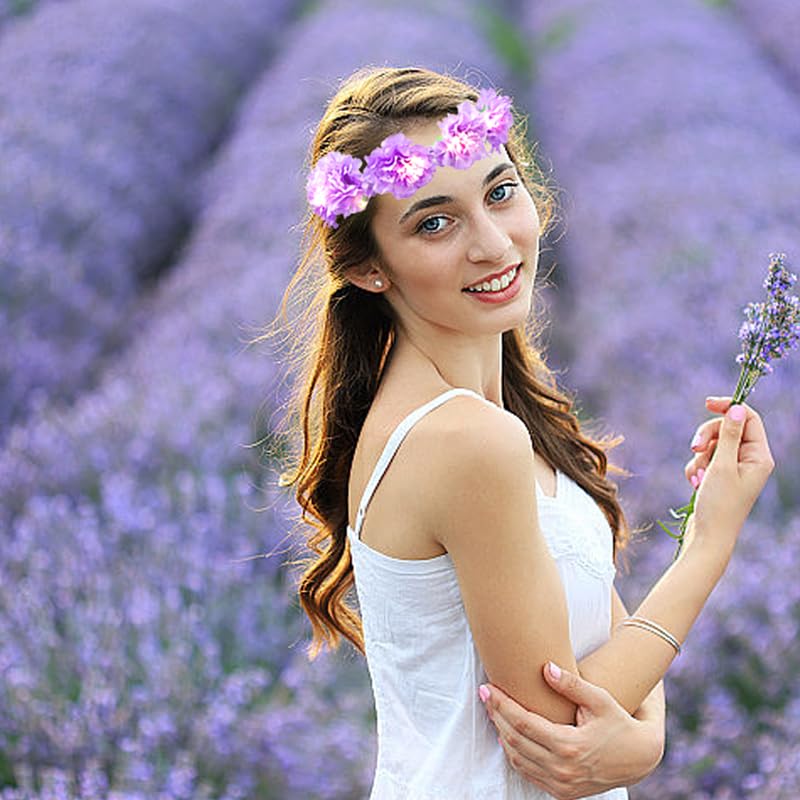 Atifober Purple Flower Crown - Led Light Up Headbands for Women, Glowing Wreath Headpiece, Luminous Floral Crowns for Birt...