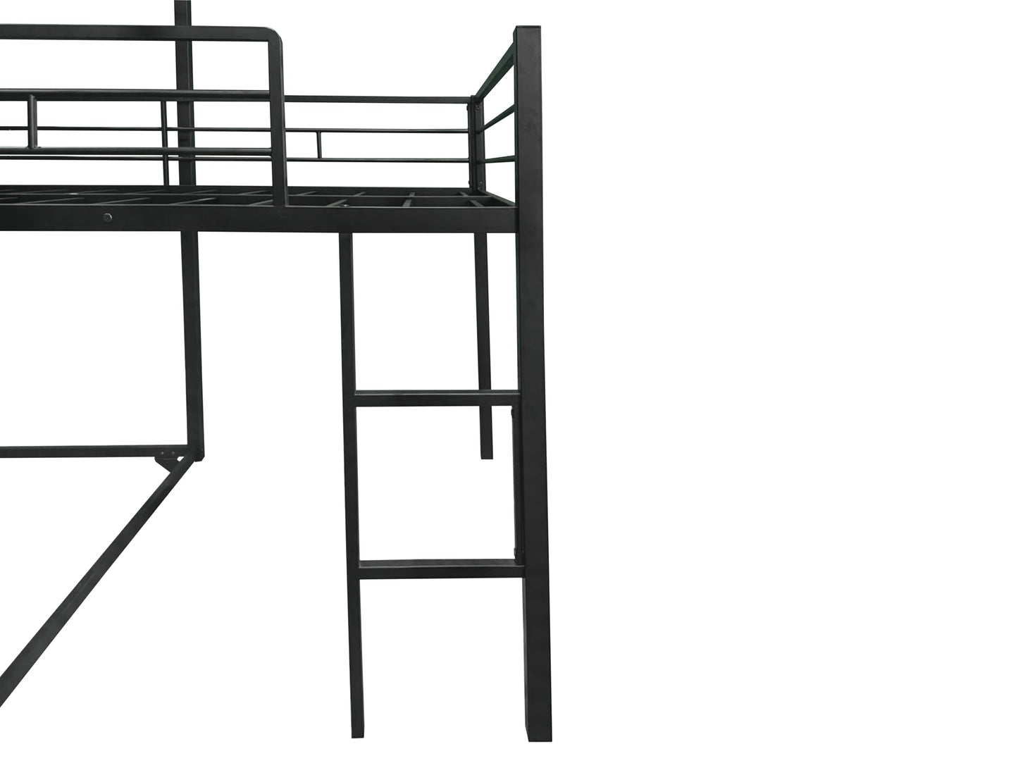 UOCFYK Twin Size L-Shaped Metal Triple Bunk Bed, Triple Bedframe with Ladder & Full-Length Guardrail for Kids Junior Adults, Box Spring Needed, Space Saving, Black