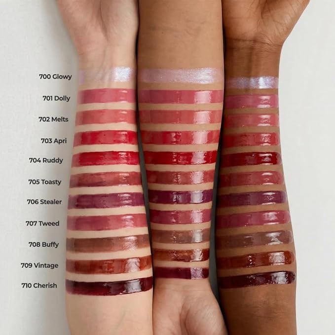 Laka Fruity Lip Glotioner, 10ml/0.33 fl.oz, Lip Gloss with High Shine Vivid Colors, Jelly tip for Hygienic & Easy Application, K-Beauty (#707 Tweed)