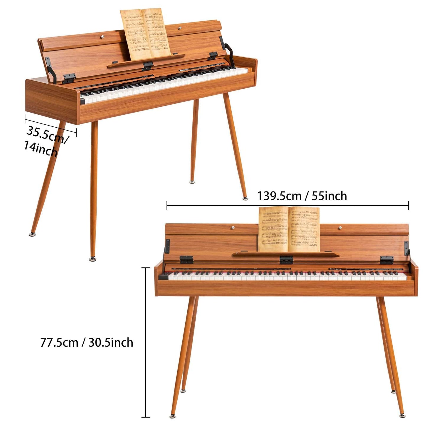 UISCOM 88 Key Weighted Digital Piano - Wooden Desk Electric Piano Transforms Between Desk and Vanity - Progressive Hammer-Action Keyboard, Perfect for Beginners with MIDI Functionality