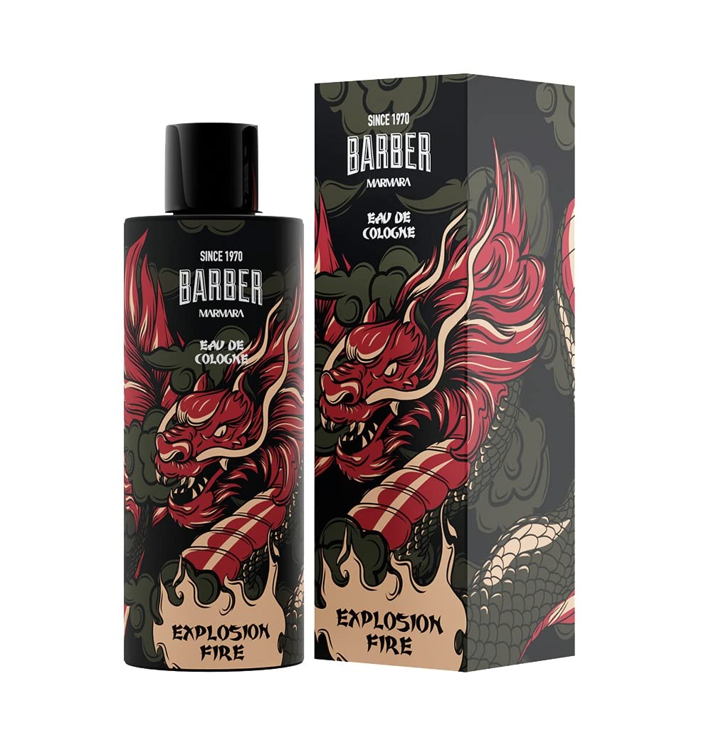 Marmara Barber Cologne - Best Choice of Modern Barbers and Traditional Shaving Fans Limited Edition Glass Bottle in Gift Box (500 ml, Explosion Fire)