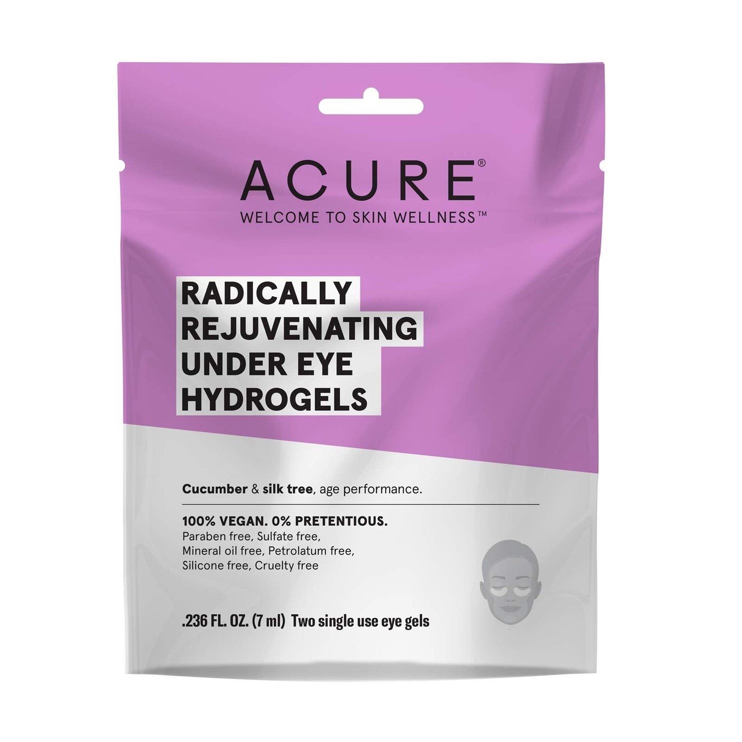 Acure Radically Rejuvenating Under Eye Hydrogel Mask, Provides Anti-Aging Support, & Silk Tree, Purple, Cucumber, 0.236 Fl Oz (P
