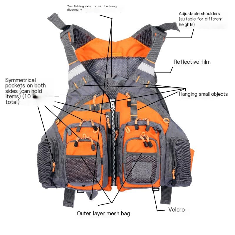 JKSPORTS Fly Fishing Vest - Fishing Safety Life Jacket for Swimming, Sailing, Boating, Kayak - Floating Multifunction Brea...