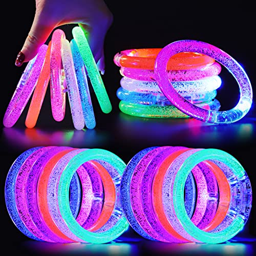 Visen 24 Pack Glow Sticks Bracelets,6 Color LED Bracelets,Light Up Bracelets Toys,Glow In The Dark Party Supplies for Adul...