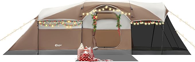 PORTAL 6/8/10 Person Family Camping Tent with Screen Room, Water Resistant Big Tunnel Tents with Rainfly, Large Family Ten...
