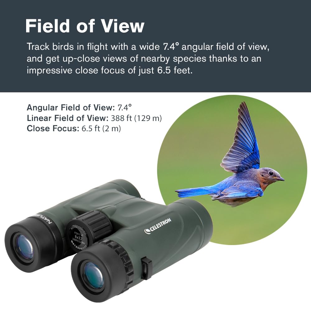 Celestron - Nature Dx 8X32 Binoculars - Ideal For Birding And Outdoors - 32Mm Objective Lenses - Wide 7.4 Field Of View - Bak-4