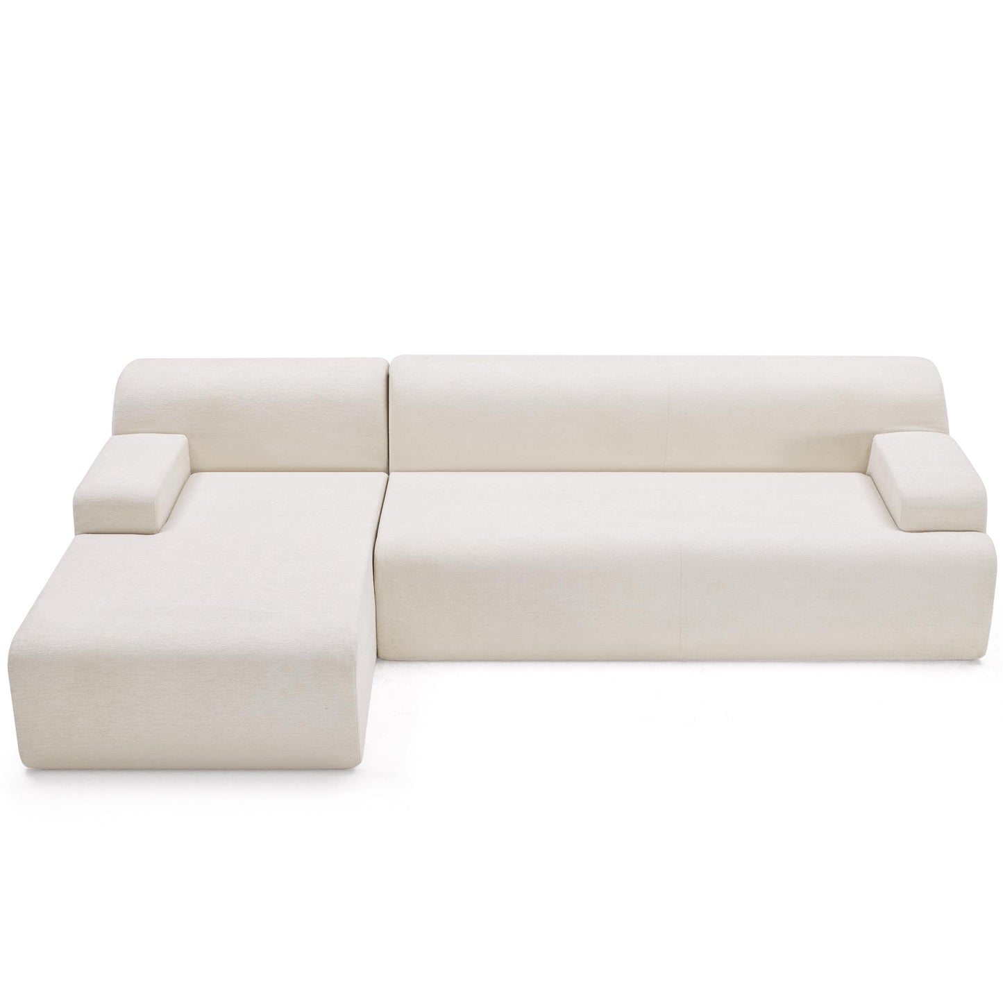 Huatean Home 107" Modular Sectional Sofa, Sponge Sofa for Living Room, High Density Sponges Cloud Couch,Modular L-Shape Sofa Couch with Chaise, (Beige)