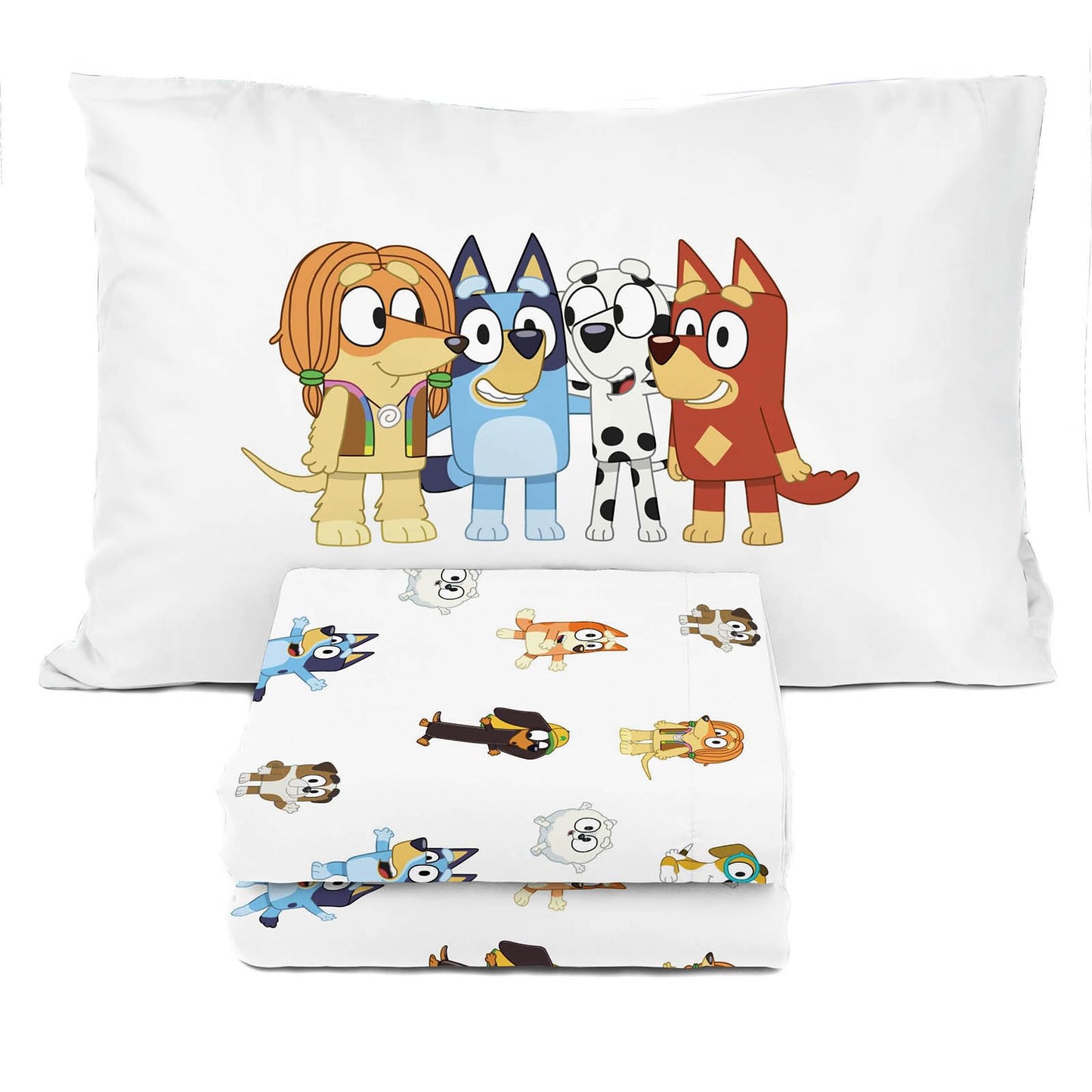 Bluey & Friends Toddler Sheet Set - 3 Piece Toddler Bedding Set Includes Pillow Cover - Super Soft Microfiber Sheets