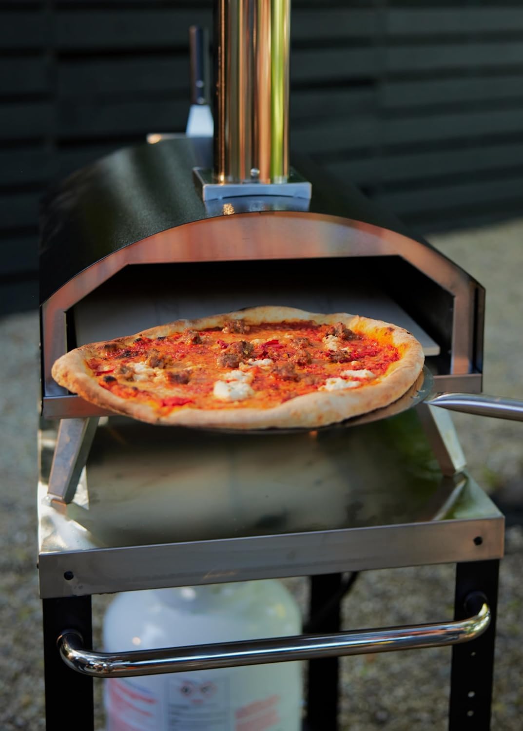 Stoke Wood Fired Outdoor Pizza Oven - Portable Stainless Steel Pizza Grill, Wood Pellet Outdoor Cooking Pizza Maker, Backyard Pizza Ovens For Authentic Stone Baked Pizzas - Black 13"inches