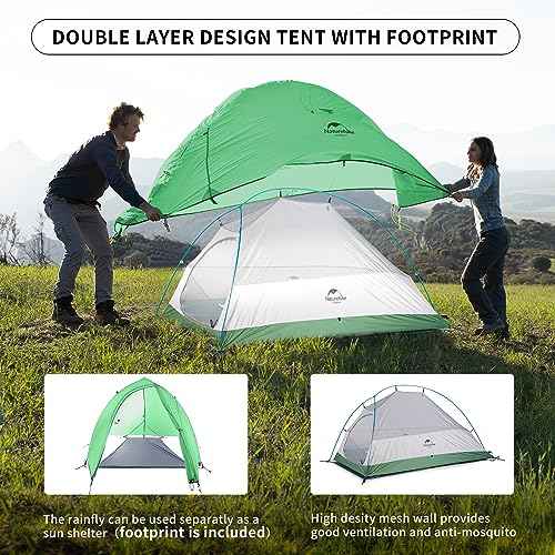 Naturehike Cloud-Up 1 Person Tent, Lightweight Backpacking Tents for One Man, Waterproof Ultralight One Person Tent for Camping Hiking Backpacking