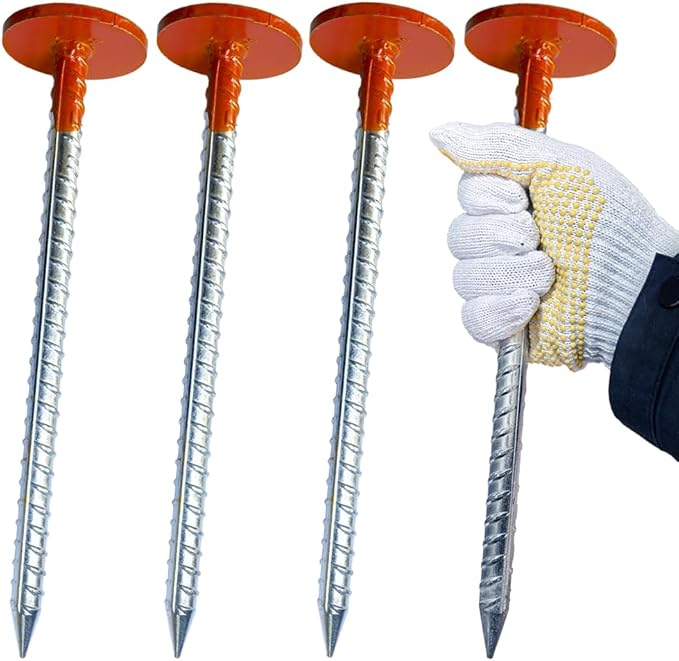 WANSRUYI Rebar Survey Marker Stakes, 12 Inch Long - 1.35 LB Heavy Duty, Hi-Vis Orange (8 Pack)