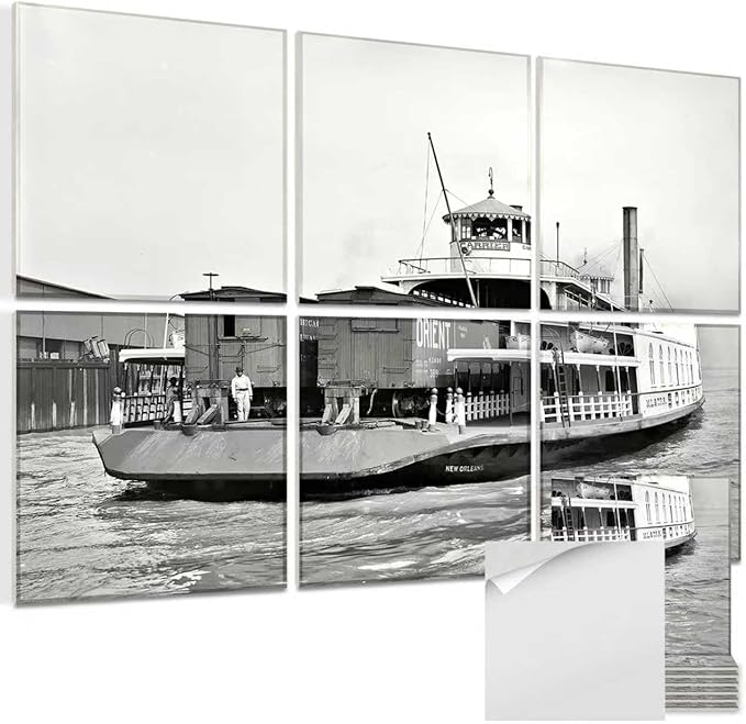 EVENRISING Acoustic Wall Panel 6 Pack, 23.6"x23.6"Decorative Art Soundproof Panel, Sound Absorb Self-Adhesive Panel, Acoustic Treatment for Studio, Home Theater, Office (Carrier at New Orleans 1910)