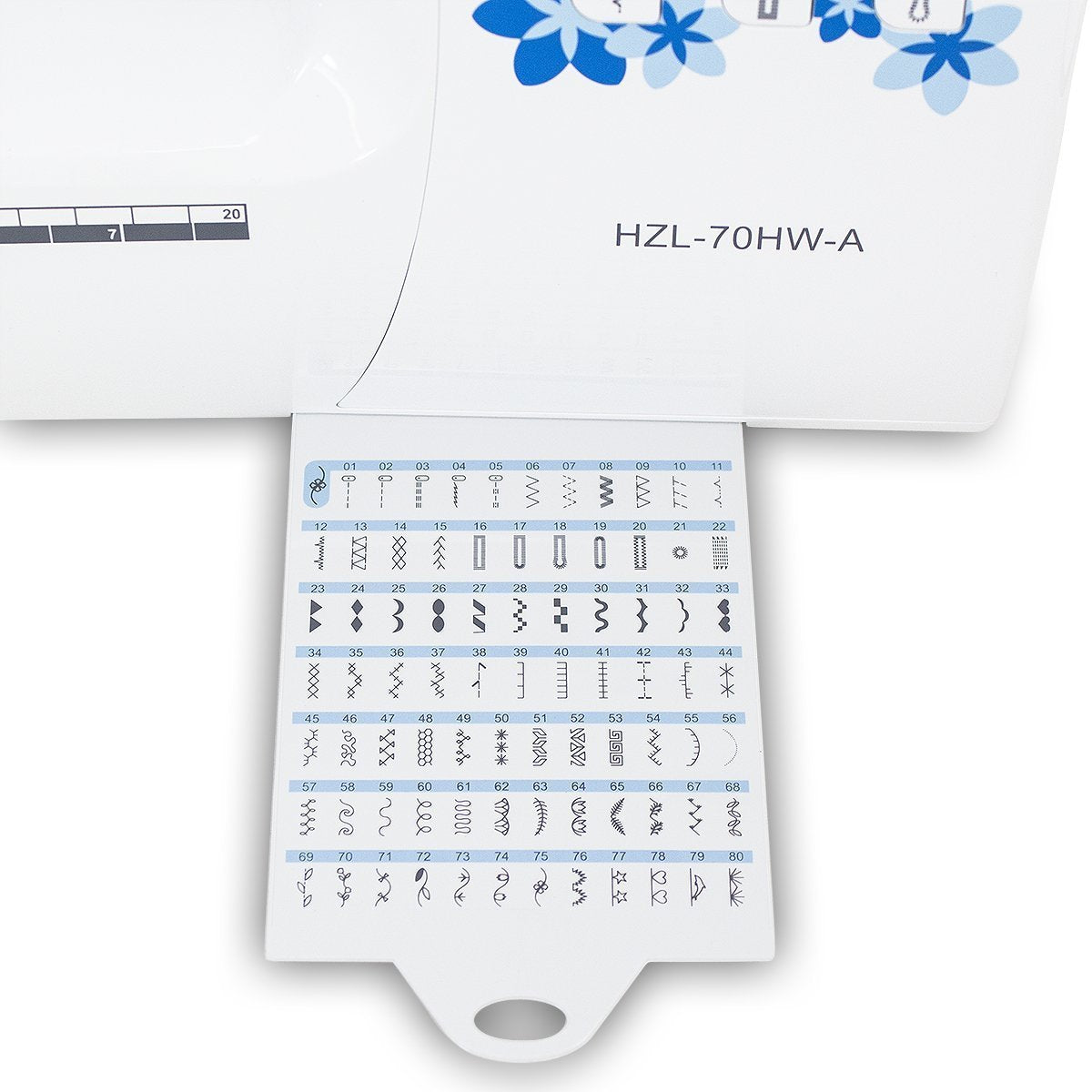 Juki HZL-70HW Computer Sewing Machine with 80 Sewing Patterns, 6 Types of Stitch Patterns, and Quick Reference Plate