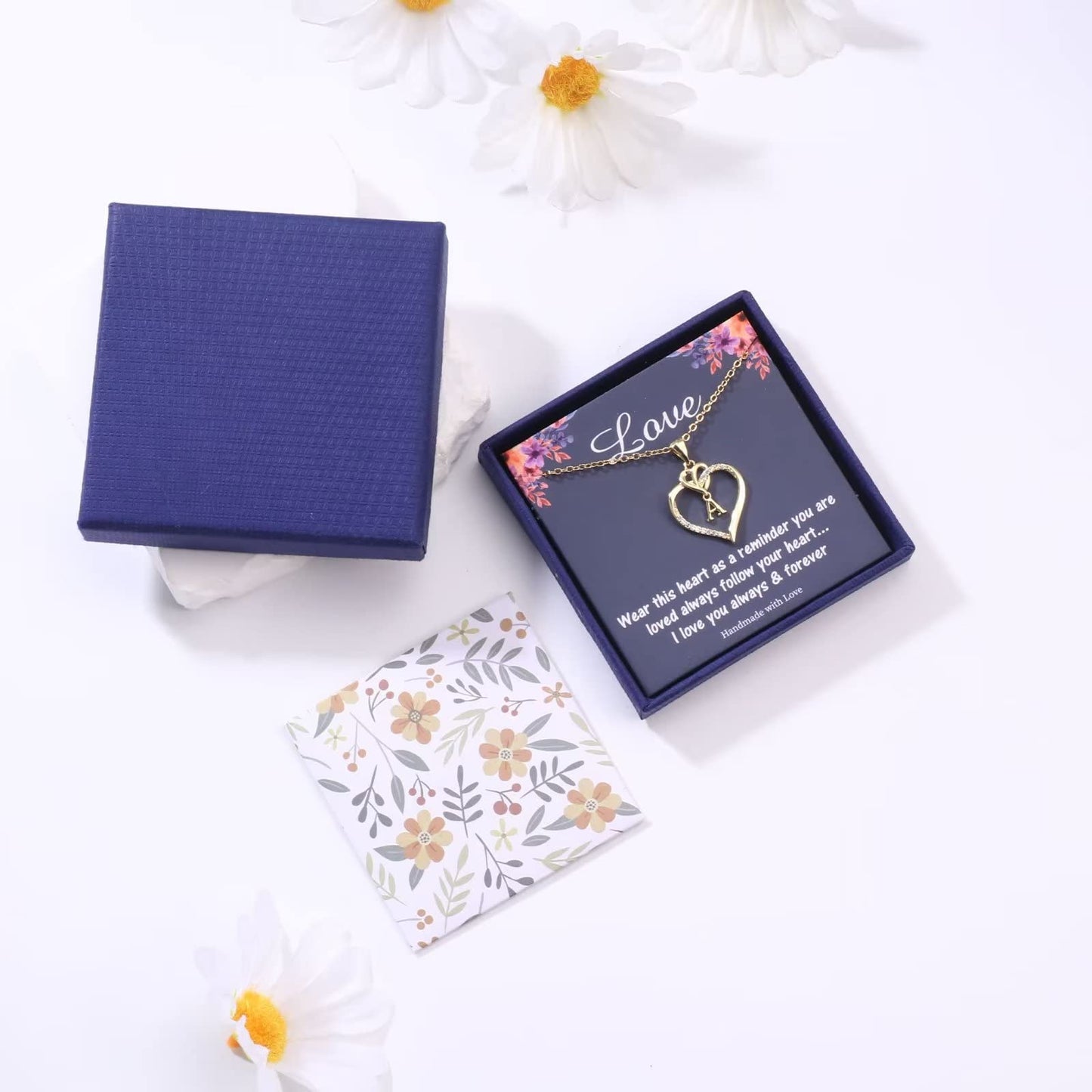 STORUP Heart Initial Necklaces for Women, 14K Gold Plated Heart Initial A Pendant Necklace Gift Dainty Heart Necklaces for Women Jewelry Birthday Gifts for Women Her Mom Wife
