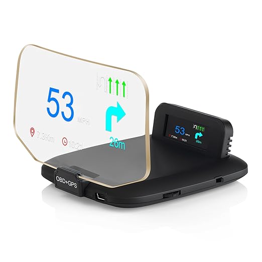OBD2 Heads Up Display Turn Indication for Car MAIMEIMI OBD2 & GPS Dual System Digital Speedometer for Car HUD MPH Projecto...