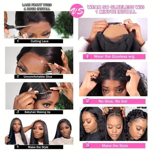 KeepMe 14 Inch Wear and Go Glueless Wigs Human Hair Pre Plucked 4/27 Highlight Water Wave Bob Wig Human Hair Wigs 180% Density Pre Cut Lace for Beginners 4x4 Lace Closure Wig for Women