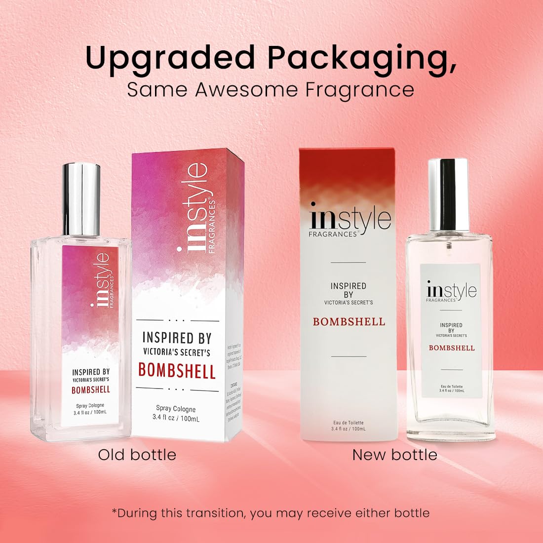Instyle Fragrances, Inspired by Victoria's Secret's Bombshell, Women’s Eau de Toilette, CLEAN, Vegan, Paraben-Free, Never Tested on Animals, 3.4 Fluid Ounces