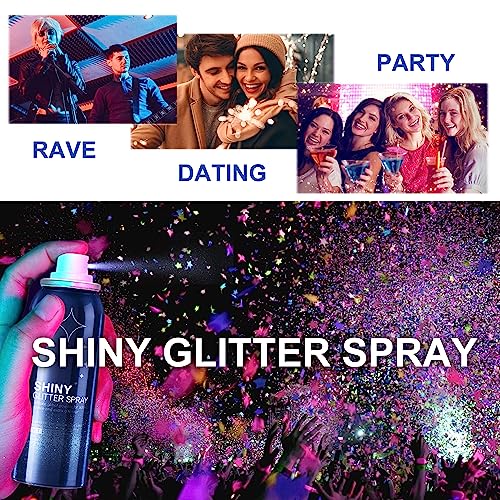 HANYWIL Body Glitter, Glitter Spray for Hair and Body, Spray, Hairspray Clothes, Long-Lasting Shimmer Suitable Stage, Fest...