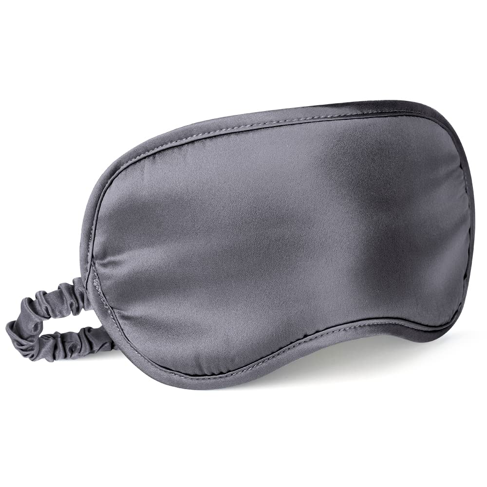 LULUSILK Mulberry Silk Sleep Eye Mask Blindfold with Elastic Strap Headband, Soft Eye Cover Eyeshade for Night Sleeping, Travel, Nap (Charcoal Gray)