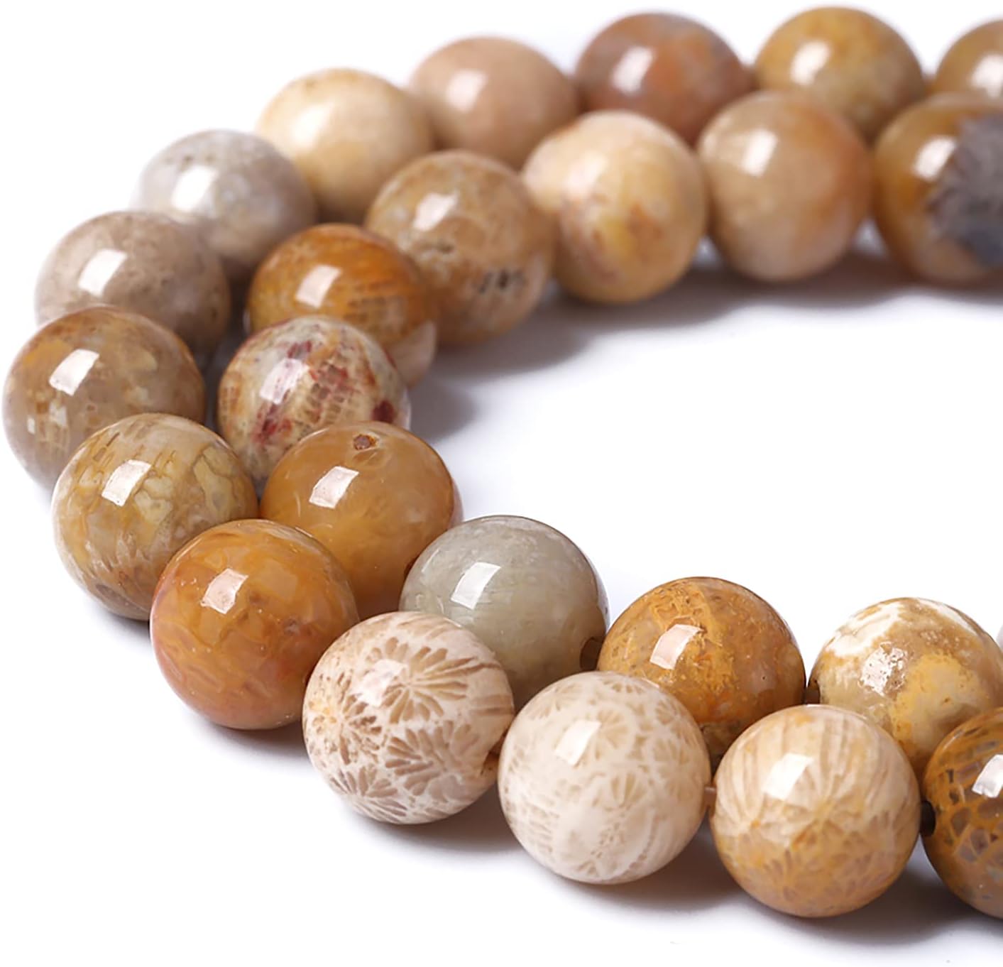 45pcs 8mm Natural Coral Jade Chrysanthemum Stone Beads Round Loose Beads for Jewelry Making,DIY Bracelet Necklace