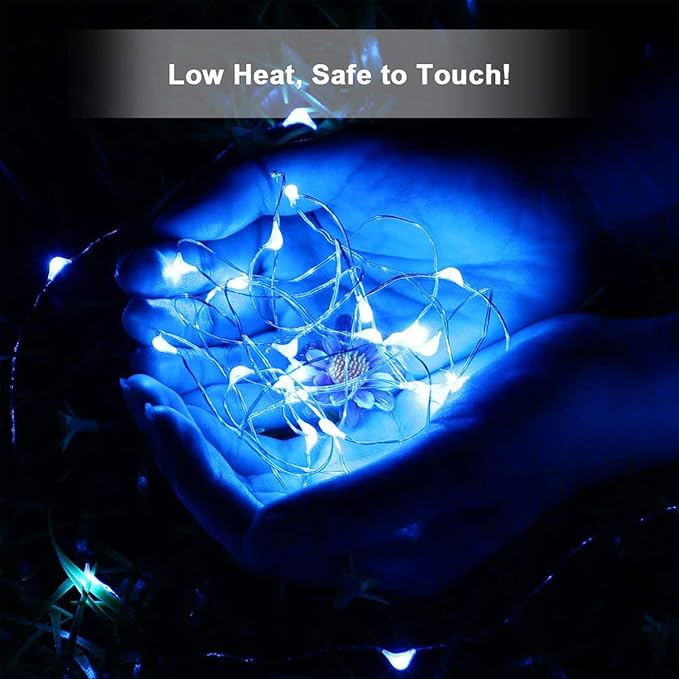 Led Fairy Lights Battery Operated, 4 Packs Mini Battery Powered Copper Wire Starry Fairy Lights for Bedroom, Christmas, Parties, Wedding, Centerpiece, Decoration (5m/16ft Blue)
