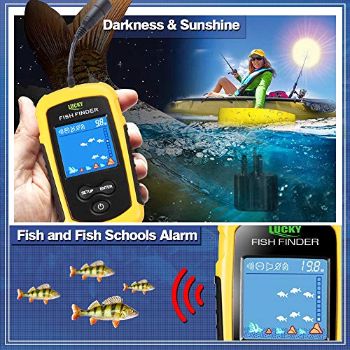 LUCKY Kayak Portable Fish Depth Finder Water Handheld Fish Finder Sonar Castable Kayak Boat Fishfinder Transducer Fishing ...