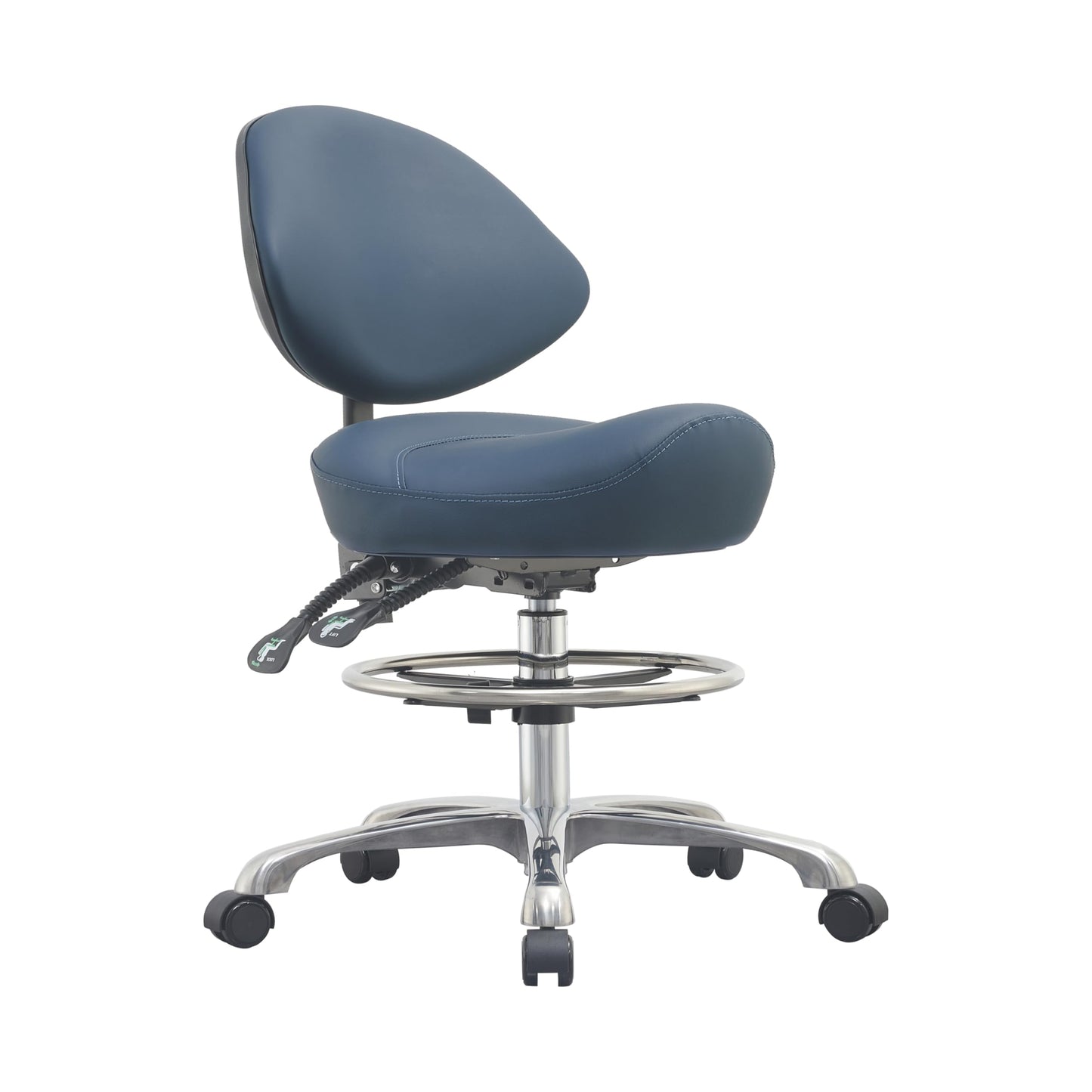 Rolling Saddle Chair with Back Support, Height Adjustable Ergonomic Saddle Stool Chair with Wheels for Dental Hygienist,Salon,Esthetician