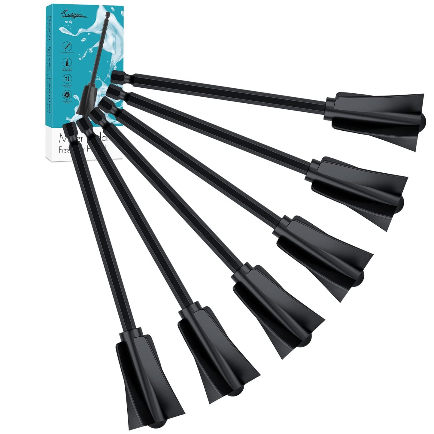 Suzzam Resin Mixer Paddles, 6 pcs Plastic Epoxy Mixer for Drill Paint Stirrer for Drill, Reusable Multipurpose for Resin Mixing, Paint Mixing
