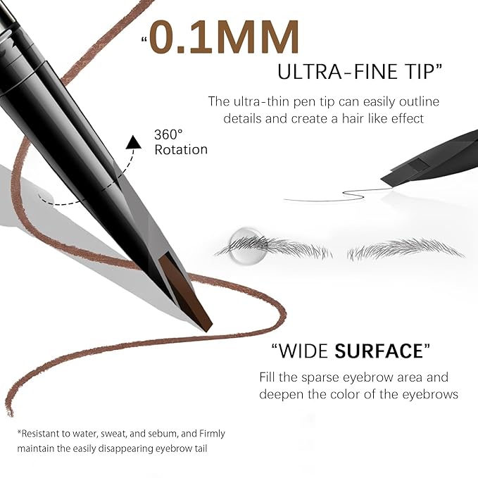 Browcharm Microblading Eyebrow Pencil for Women,0.1mm Ultra-Fine Mechanical Pencil,Makeup Brow Definer Waterproof,Draws Tiny Brow Hairs and Fills in Sparse Areas and Gaps (05 Deep Brown)