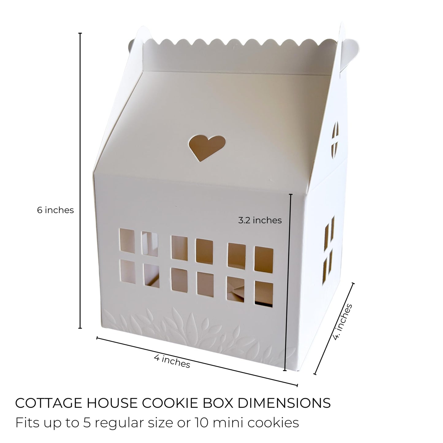 Karentology 30 Pcs Cottage House Shaped Gift Boxes with Embossing for Treats, Desserts, Fancy Cookie, White Gable Bakery Packaging