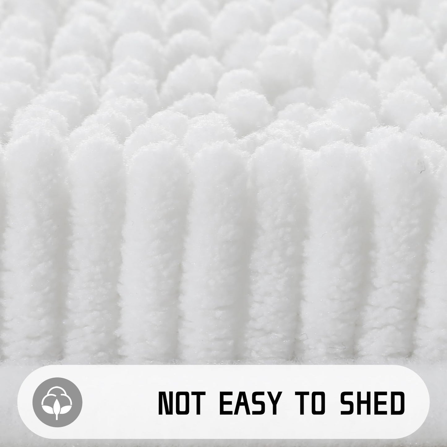 Yimobra Chenille Bathroom Rugs - 24"x17" Super Luxury Soft & Absorbent Quick Dry - Non Slip Bath Mat for Tub Shower - Machine Washable - Bright White